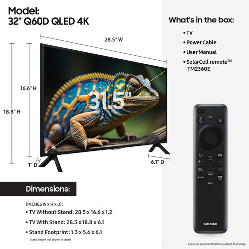 Samsung Q60D Series 32" 4K HDR Smart QLED TV