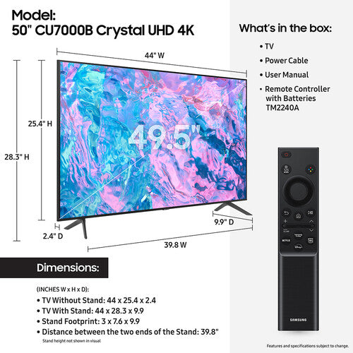 Samsung CU7000 Crystal UHD 50" 4K HDR Smart LED TV