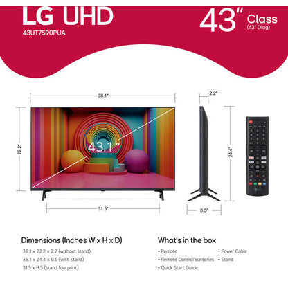 LG UT75 Series 43" 4K HDR Smart LED TV