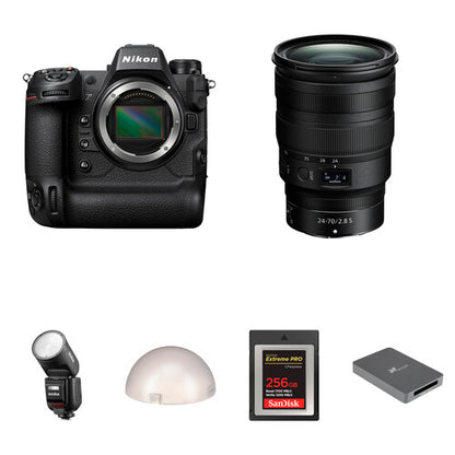 Nikon Z9 Mirrorless Camera with 24-70mm f/2.8 Lens and Portraiture Flash Kit